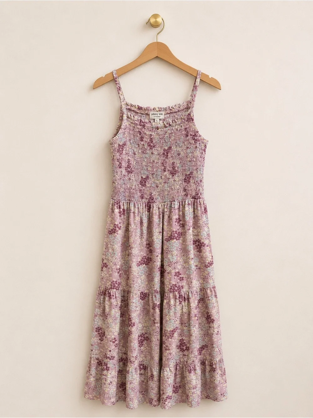Ten Sixty Sherman Girls Pink Floral Smocked Midi Dress Girls Large / Junior